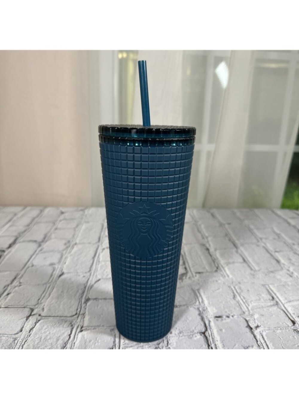 Starbucks Teal Blue Soft Touch Grid Tumbler (Cold Cup) - 24 oz - Picture 2 of 8